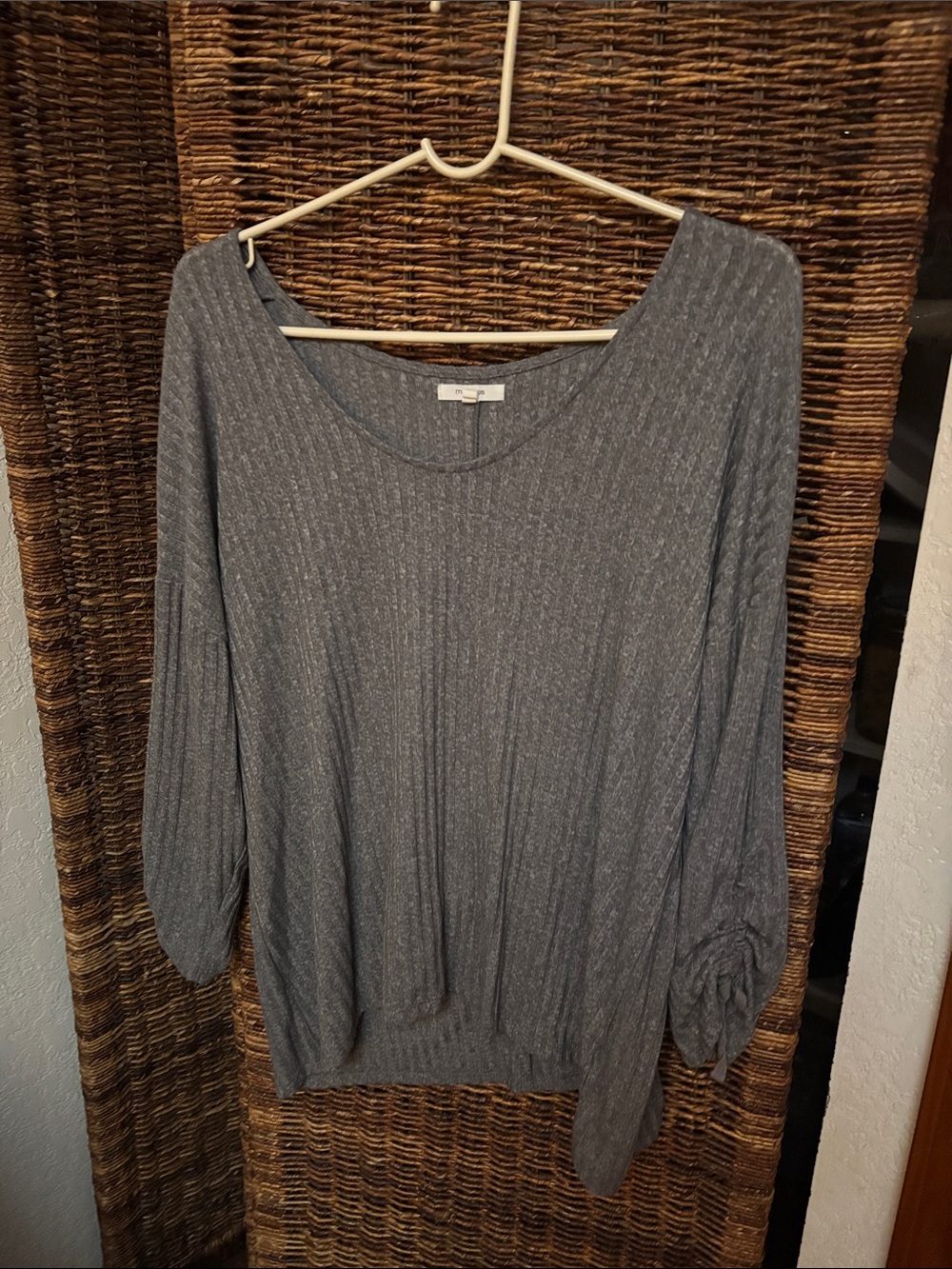 Maurices Gray Ribbed Scoop Neck Pullover Sweater